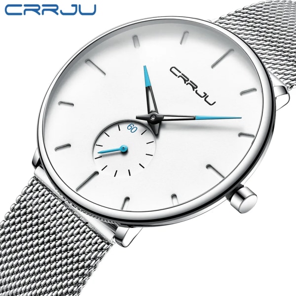 CRRJU Sports Slimmade Herrklockor Toppmärke Lyx Vattentät Watch Herr Ultra Thin Dial Quartz Watch Casual Relogio Masculino blue rose BOX