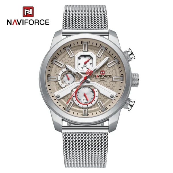 NAVIFORCE Kalenderklockor för män Casual Watch för män Quartz Armbandsklocka i rostfritt stål Watch Masculino 2022 SGY