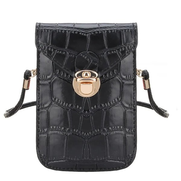 Krokodilmönster Mode Damväska Högkvalitativ textur Axelväska Mobiltelefonväska PU-spänne Crossbody-väskor för kvinnor Black 2