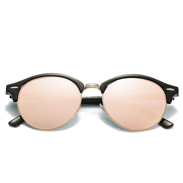 SIMPRECT Polarized Solglasögon Dam UV-skydd Runda solglasögon Män Lyxmärke UV400 Högkvalitativa solglasögon för kvinnor Gold-Mirror Pink In picture