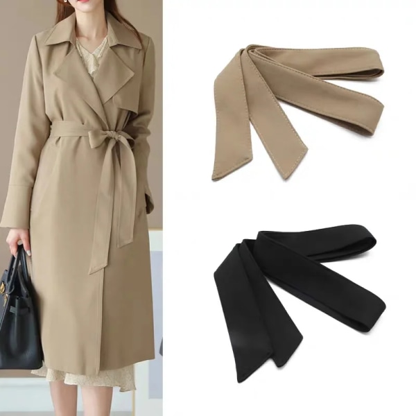 Klassiskt midjebälte, knytband Rosett Cummerbunds Modebälte för kvinnor, kvinnor, brett midjeband, midjebälte för överrock 170 cm, dambälte Khaki 170cm