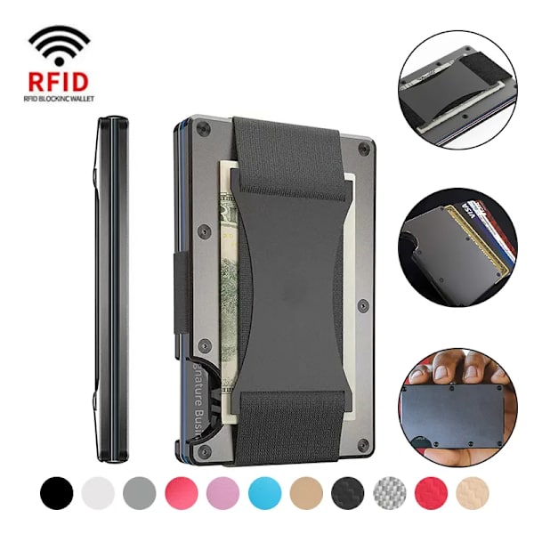 Rfid Metall Kreditkortshållare Magsafe Plånböcker Herr Kvinnor Smal Tunn Mini Bankkorthållare Case Man Pengapåsar för män 2022 CD Pattern Red