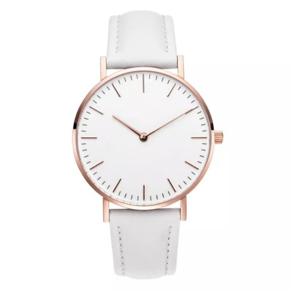 Enkel Elegant watch för kvinnor 2023 Rosa Vit Läder Klockband Klänning Dam Armbandsur Casual Kvinnlig Klocka Hot montre femme White