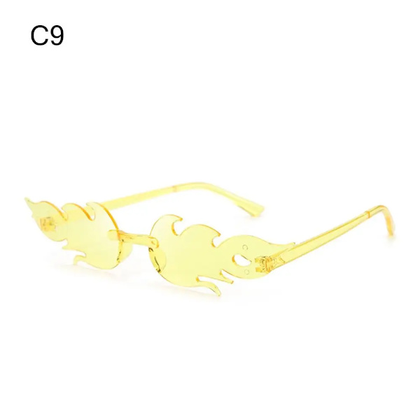 Fire Flame Solglasögon för kvinnor Trendiga båglösa solglasögon Nyhet PC-båge UV400 Solglasögon Party Cosplay Glasögon C9