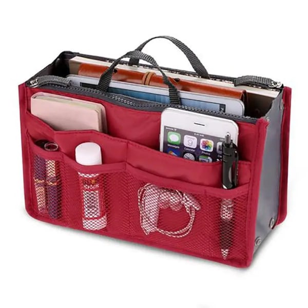 Organizer Insert Bag Dam Nylon Rese Insert Organizer Handväska Handväska Stor liner Dam Makeup Kosmetikväska Billig Damväska Red