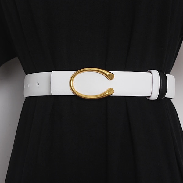 Kvinnors landningsbana, dubbelsidig, äkta läder Cummerbunds Damklänning Korsetter Midjeband Bälten Dekorationsbälte TB2027 B white 2.8cm One Size