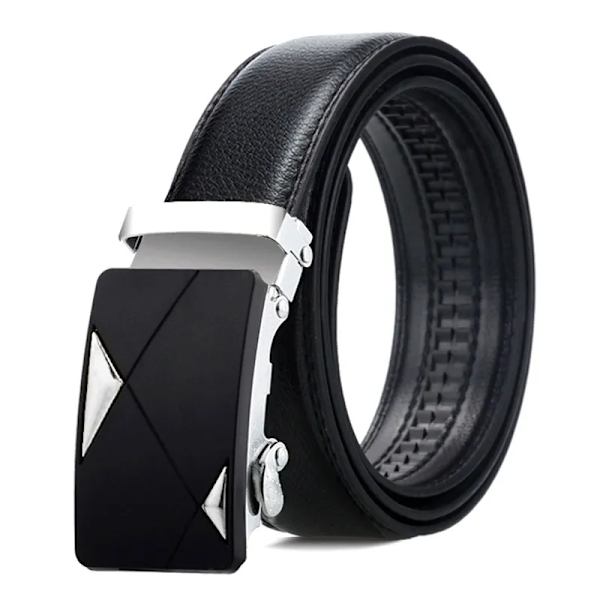 Ny stil 120 cm herrbälte med automatiskt spänne Lyxigt Casual Fashion Business Högkvalitativa midjeband i konstläder Black Silver3-120cm 120cm