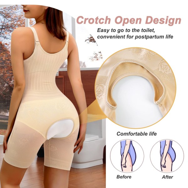 Body Shapewear Dam Waist Trainer Korsett Öppen gren Korrigerande underkläder Magkontroll Bantning Modelleringsrem Black M