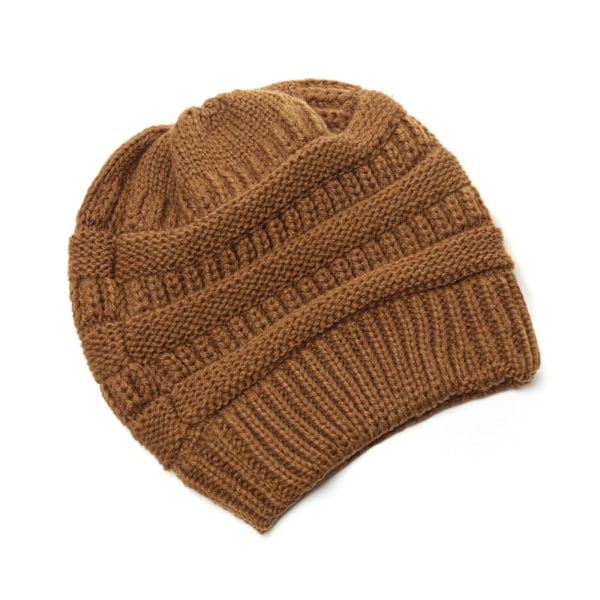 25 Färgade Enfärgade Beanies Kvinnor Stickade Beanie Hatt Mode Höst Vinter Varma Hattar SkulliesCap För Kvinnor Brown