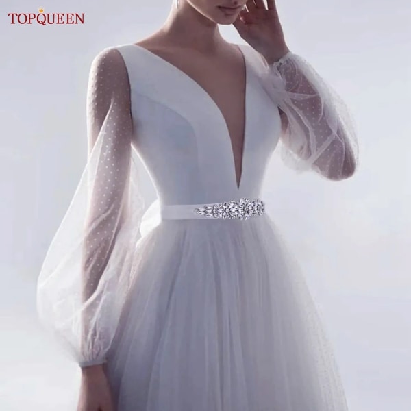 TOPQUEEN S407-B Elastiska bälten för kvinnor för festklänning Silver Rhinestone gördel Dam Blank midjeband Mode Daglig Lyxig S87 Green