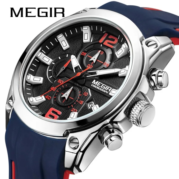 MEGIR Sport Chronograph Quartz klockor Silver Black