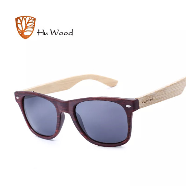 HU WOOD Solglasögon Män Träsolglasögon För unisex Dam Solglasögon Polariserade Glasögon HD Lins Spegelskydd GR8004 Smoke HU WOOD Polarized