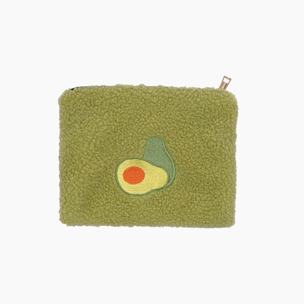 PURDORED 1 st Vinter Varm Söt Djursminkväska Mjuk lammull Kvinnor Kosmetikväska Resor Kvinnlig Sminkpåse Student Pennsväska avocado