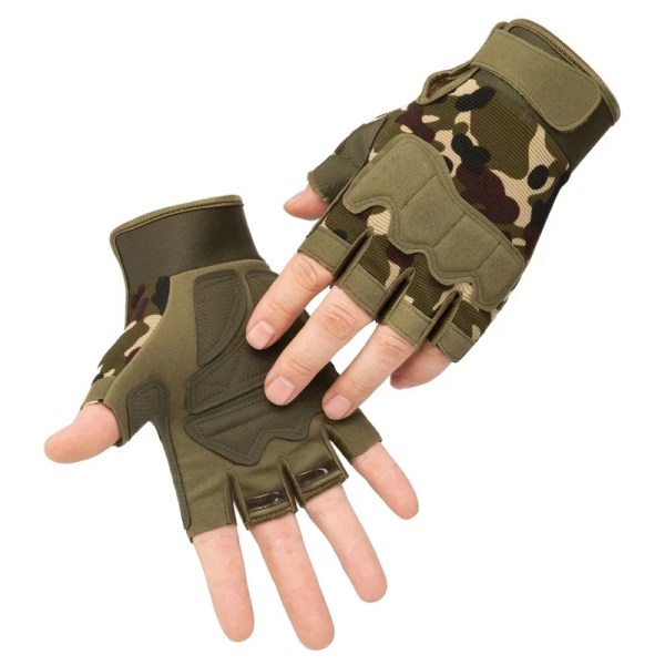 Män Taktiska handskar Militär armé skytte Skärsäkra fingerlösa handskar Antisladd utomhussport Paintball Airsoft cykelhandskar yellow camouflage L