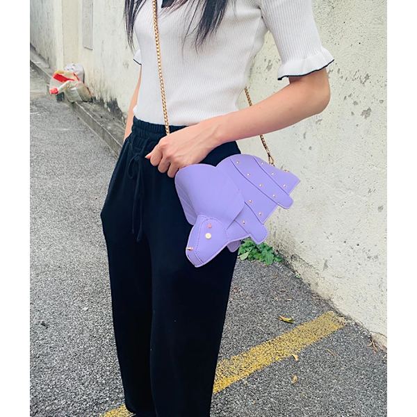 Triceratops Mini Crossbody-väska för kvinnor Plånböcker och handväskor Mode Axelkedja Kedjeväska Clutch Chic Girl's Designer-väskor Lavender