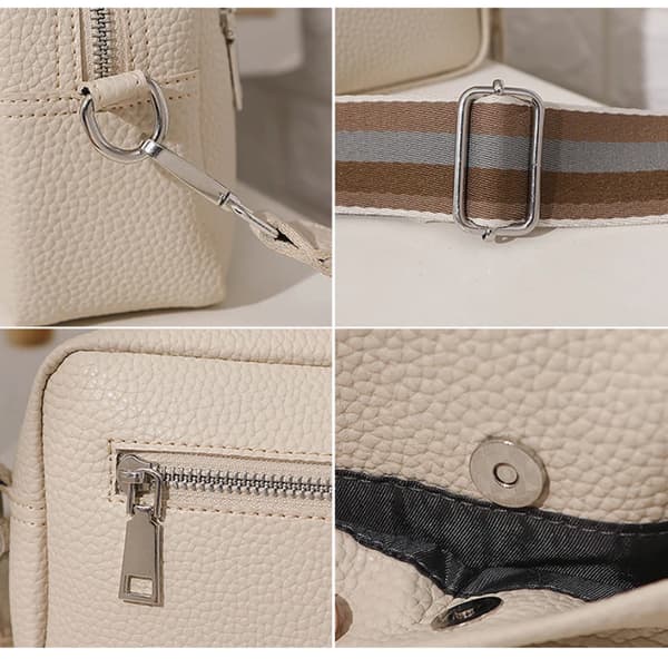 Klassiska axelväskor dam handväskor och väskor bred tygrem crossbody solid väska damer daglig användning dragkedja PU axelväskor Black