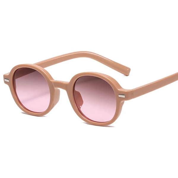 Mode Nytt Rund Båge Dam Solglasögon Retro Personlighet Bekväm Gafas De Sol Trendiga Glasögon UV400 Shading Glasögon Brown Pink multi