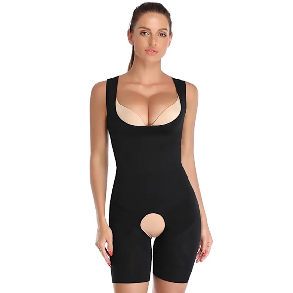 Shapewear Dam Helkroppsformare Bantning Body Öppen gren Korsett Waist trainer Shaping Underkläder Butt Lifter Underkläder Fajas Black S to M