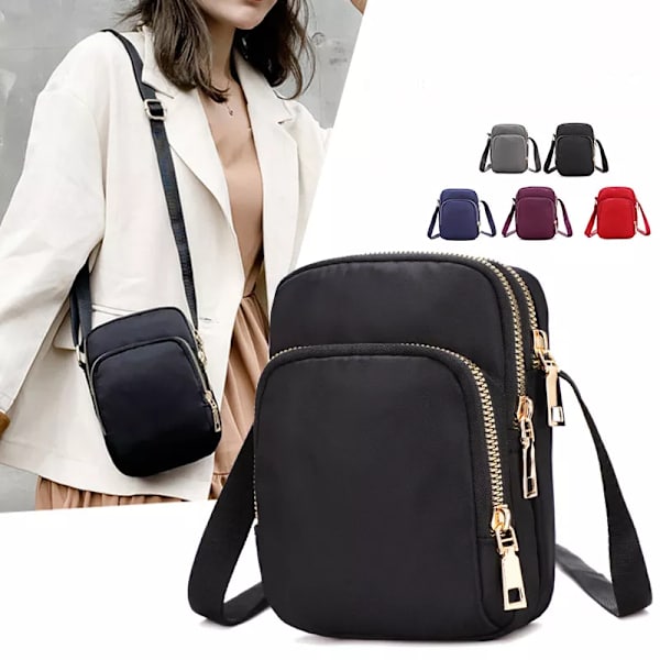 Mode Kvinnor Handväska Crossbody Dragkedja Mobiltelefon Axelväska Dam Kvinna Multifunktion Handväska Ny Hot Gray