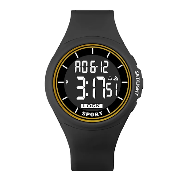 POSHI Vattentät digital watch Lyxig självlysande klocka Nedräkning Stoppur Sport Herrarmbandsur Toppmärke 2023 Nytt armbandsur black gold
