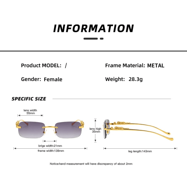 Nytt märke ramlösa fyrkantiga solglasögon färg män och kvinnor retro leopardhuvud metall mode solglasögon glasögon 2572 2572C11 silver frame with  box