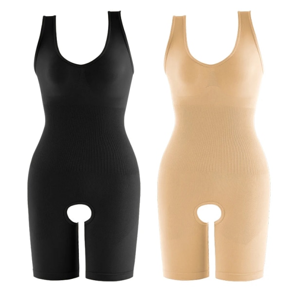 1/2 st Slimming Compression Body Kvinnor Öppen gren Shapewear Korsett Body Shaper Modellering Underkläder Rumplyftare Magkontroll Khaki XL 2XL 70-85kg