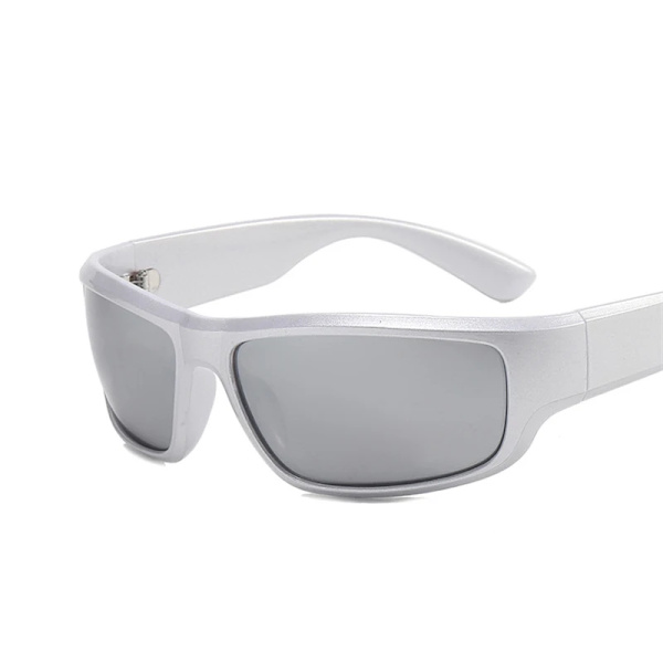 Nya Gröna Sportsolglasögon Män Kvinnor Retro Punk Trendiga Solglasögon För Manliga Solglasögon Goggle Utomhusspegelglasögon UV400 silver silver with pouch and cloth