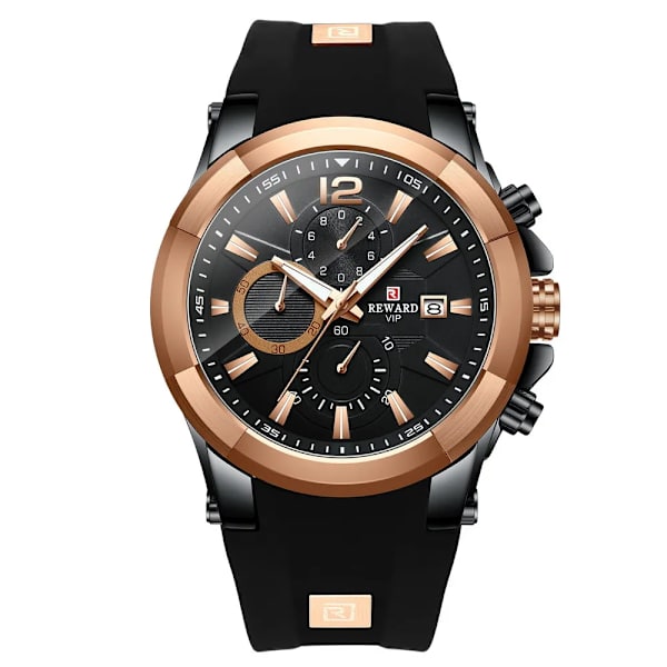REWARD Mode Watch Vattentät Chronograph Timepiece Man Sport Date Quartz Armbandsur Anti-Scratch Luminous Watch Rose