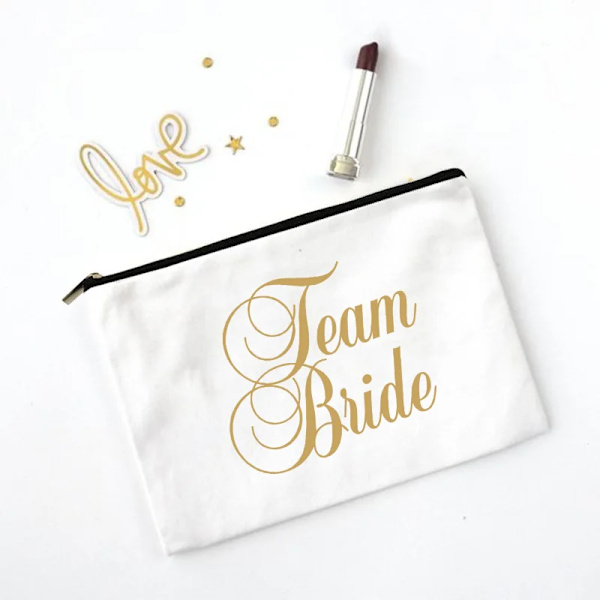 Team Bride Sminkväska Bachelorette Party Kosmetiska väskor Brudtärna Toalettartiklar Organizer Kvinnlig Förvaring Case Bröllopspresenter W01001-TBWH-D