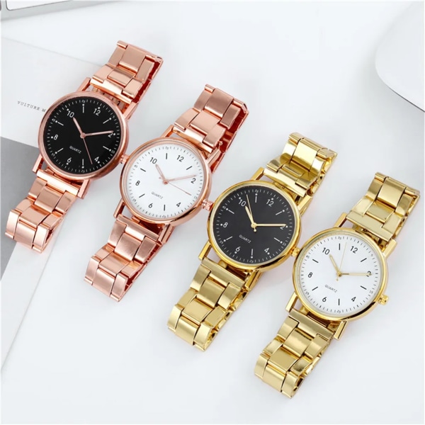 Damavancerad watch i rostfritt stål Lysande urtavla Watch Moderiktig enkel stil kvartsarmbandsur Reloj Mujer F