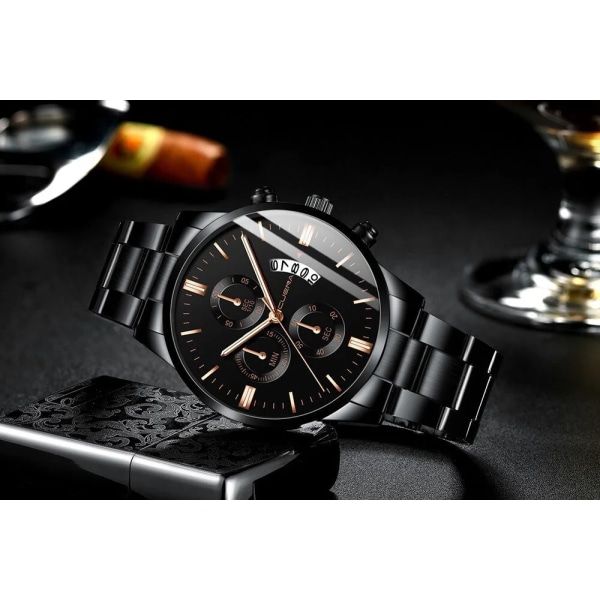 CUENA Watch Mode Sport Kvartsklockor Man Top Märke Lyx Full Stål Business Vattentät Man Klocka Relogio Masculino rose silver black