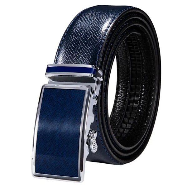 Högkvalitativt märke herrbälten blå koläder Automatiska spännen Spärr midjeband Bälte för män Klänning Jeans Kostym Byxor Present 0003DME 110cm
