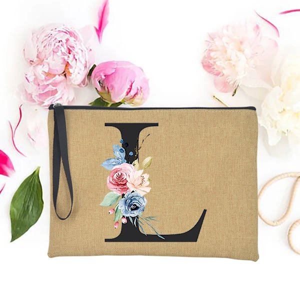 Anpassad Initial Sommarväska Ny Blomma Brev Bolsa Brudtärna Present Feminina Clutchväska Holiday Organizer Case Bachelorette Clutch Q04267-A012BR-S