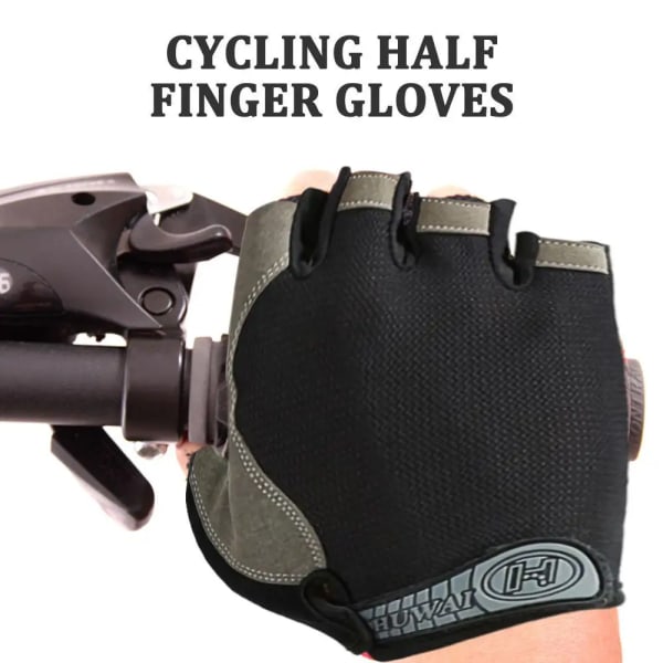 Cykelhandskar Half Finger Gym Handskar Kvinnor Män Sommar Fiske Cykel Cykel Fingerless MTB Handskar Anti-Slip Cykeltillbehör Light Blue L