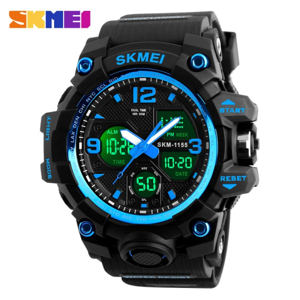 SKMEI Brand Top Lyx Military Army Sportklockor Herr Quartz Digital Vattentät Klocka Man Relogios Masculino Armbandsur Blue