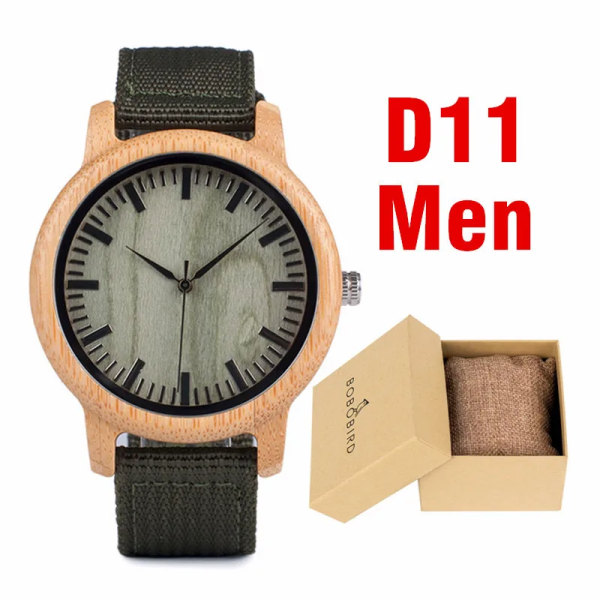 BOBO BIRD Träklockor Herr & Kvinnor Läder Nylon Silikonrem Casual Quartz Watch Presentask Förpackning Surport Drop D11