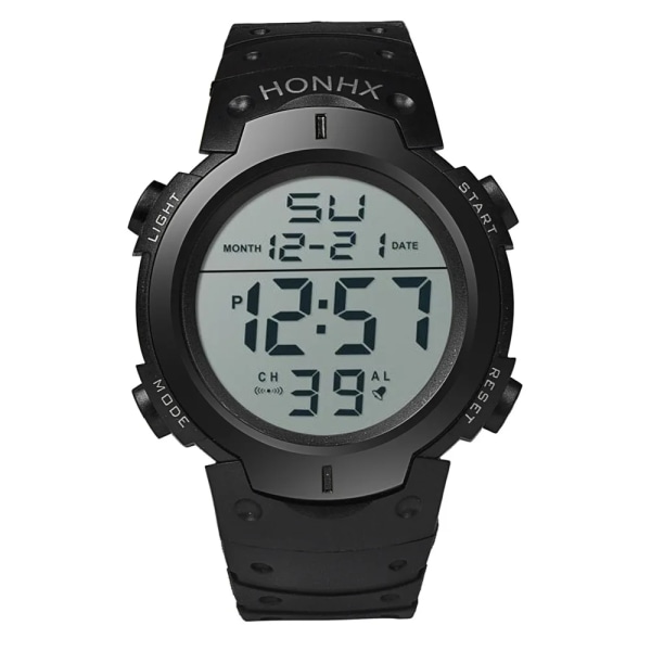 Mode Män Watch Lysande Militär Digital Watch Vattentät Armband Atlet Stoppur Alarm Man Elektronisk Klocka Man reloj Black