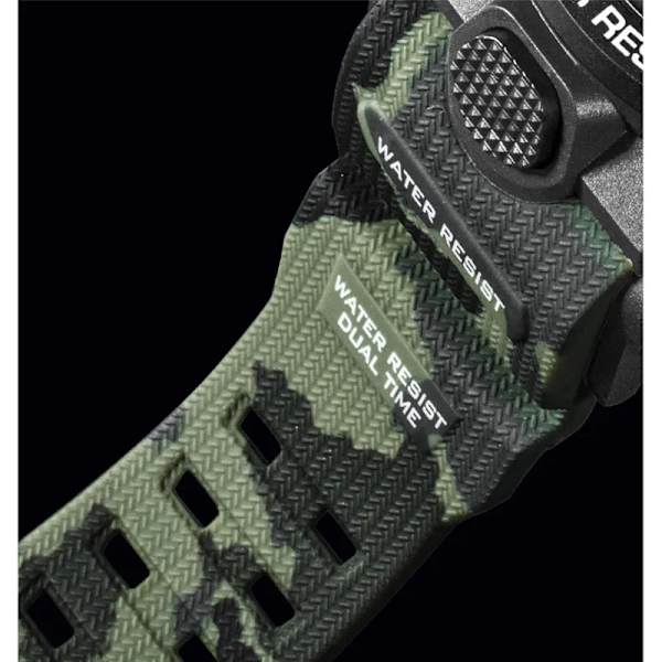 SMAEL klockor för män 50M vattentät klocka Alarm reloj hombre 1545D Dual Display Armbandsur Quartz Military Watch Sport Ny Herr CAMOARMYGREEN
