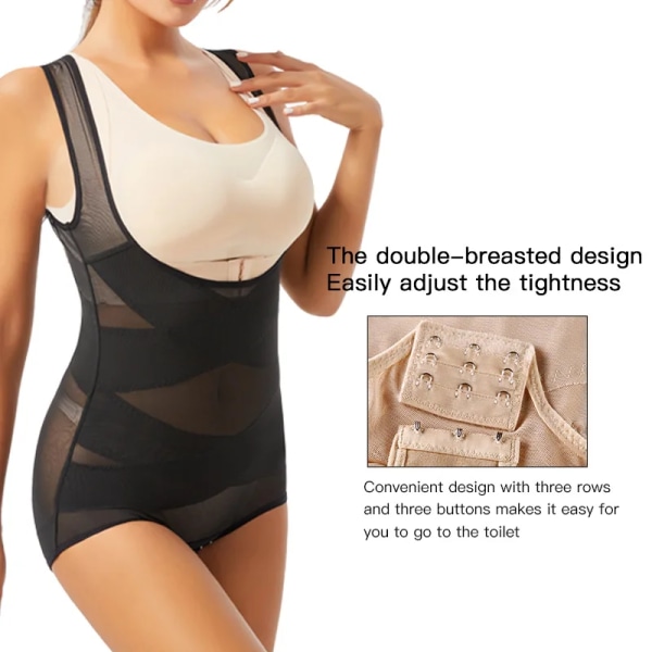 Kvinnor Bodysuit Trosor Helkroppsformare Underkläder Seamless Sexig Magkontroll Shapewear Mesh Bantning Platt Mage Underbyst Korsett Skin 4XL 80-90kg