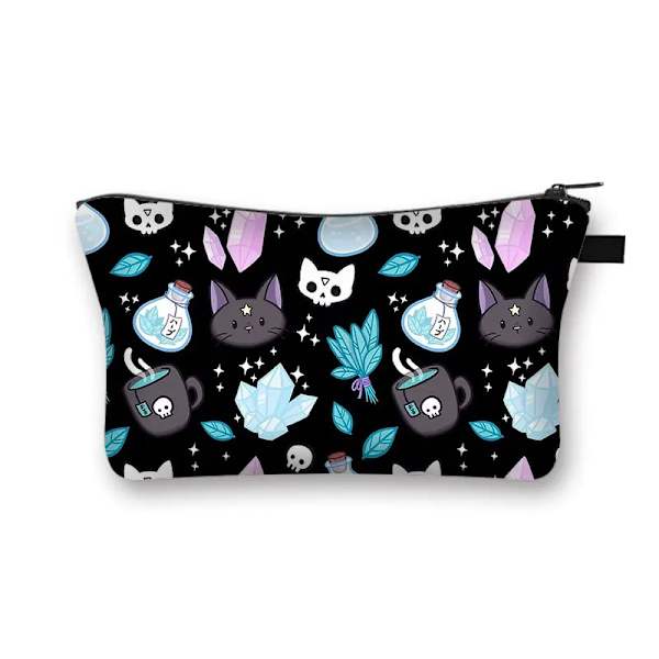 Söt Print Case Dam Sminkväskor Tecknad Kattunge Kosmetikväskor Flickor Förvaringsväska Rolig katt Cosplay Mona Lisa shzbmaot22