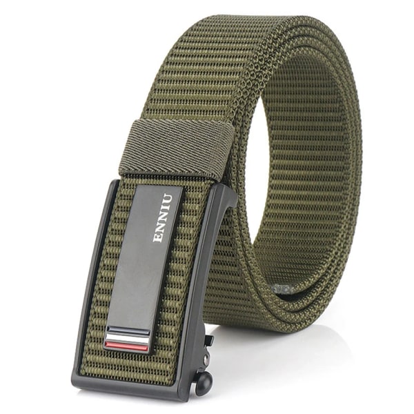 Nytt mode herrbälte Toppkvalitet Bekväma nylon för män Metall Automatiskt spänne Ung Canvas Taktisk designerbälte Army Green Belt A 120cm Adjustable