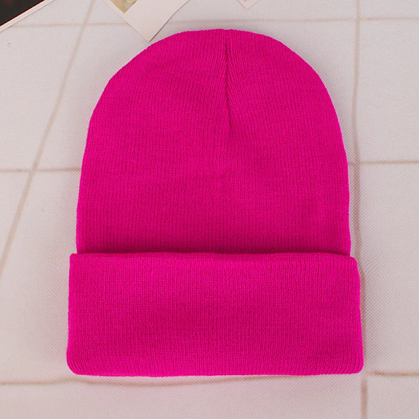 Mössa Vinter för Kvinnor Män Pojkar Flickor Virkad Skullies Hatt Enfärgad Unisex Höststickad Mössa Cap Vilda Tillbehör rose Head 45-60cm