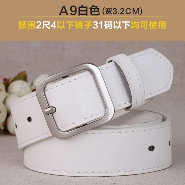Unisex PU-läderbälte Mode Kvinna Män Casual Fyrkantsnål Spänne Jeans Bälten För Byxor Dam Svart Kaffe Midjerem White 100cm
