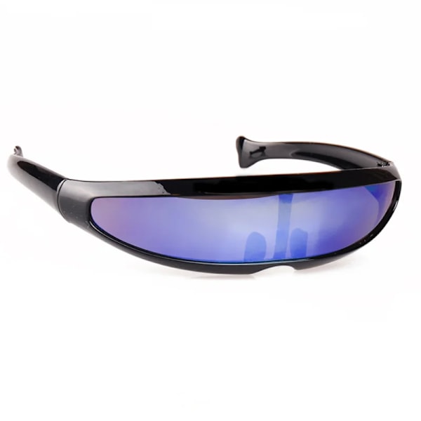 Futuristic Narrow Cyclops Visir Solglasögon Laser Glasögon UV400 Personlighet Spegellins Kostym Glasögon Glasögon Herrglasögon Multicolor Silver-A