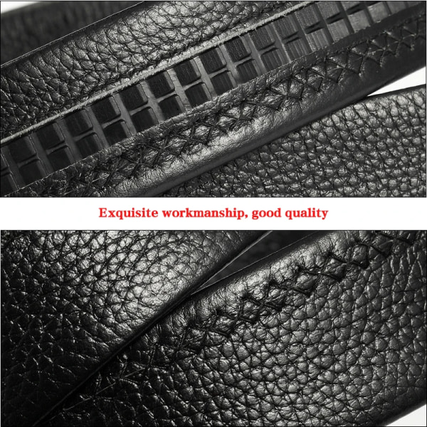 Herrbälte Metall Lyxigt märke Automatiskt läderspänne Högkvalitativt bälten för män Business Work Casual Strap ZDP001A Cool Black 100cm