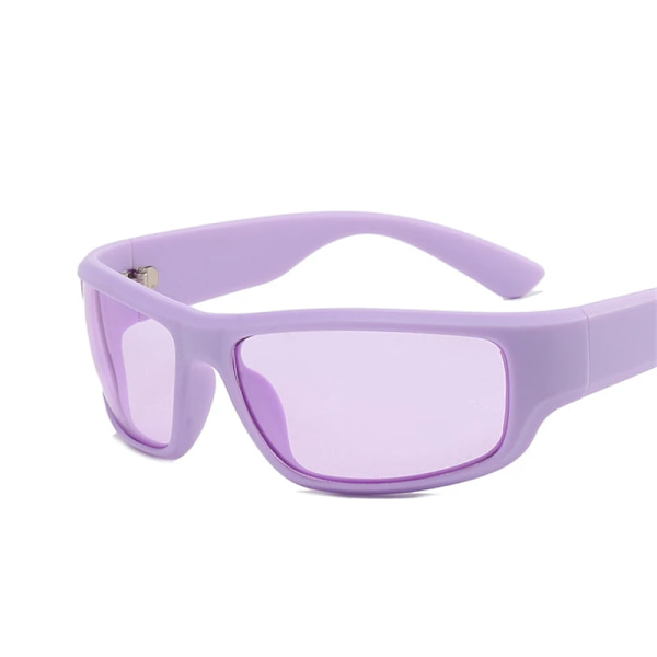 Nya Gröna Sportsolglasögon Män Kvinnor Retro Punk Trendiga Solglasögon För Manliga Solglasögon Goggle Utomhusspegelglasögon UV400 matte purple purple with pouch and cloth