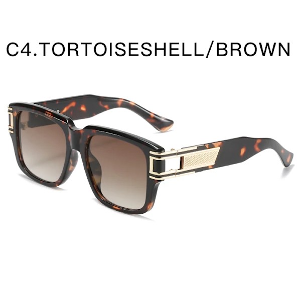ZFYCOL Retro fyrkantiga solglasögon Män Lyxmärke Oversized Dam Solglasögon Mode Glasögon Bilkörning Solglasögon UV400 Oculos C4 Leopard Brown Other
