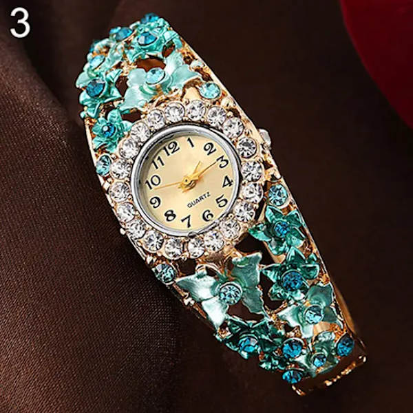 Rhinestone Quartz Watch Shiny Fashion Stable Performance Armband Watch för vardagen Blue  1