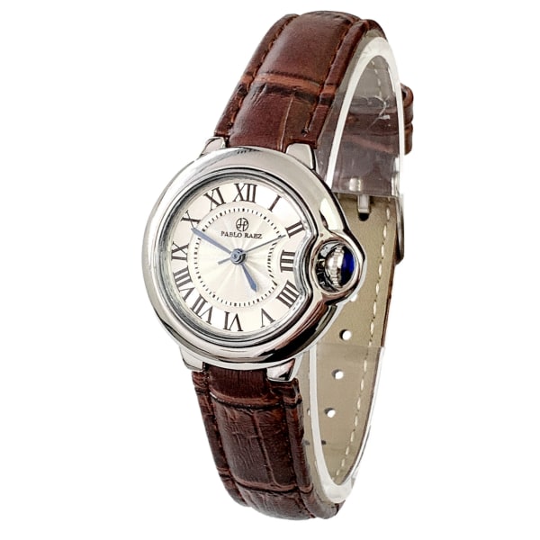 Hot Sell Toppkvalitet Damklockor Man/Kvinnor Relogio Silver Lyx Stål Mode Blå Ballong Armbandsur Reloj Mujer Leather Brown 28mm
