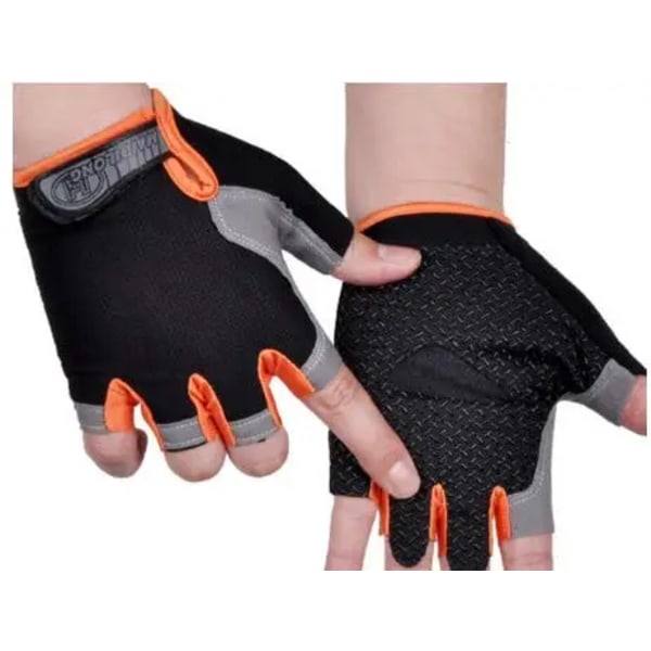 Half Finger Gel Cykelhandskar Män Kvinnor Andas Antisladd MTB Cykel Cykelhandskar Sommargym Yoga Sportträning Handhandskar Orange A XL